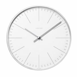 KLEIN & MORE Designové nástěnné hodiny White wall clock with lines Max Bill