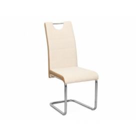 Židle IZMA, ekokůže béžová / béžová látka + chrom