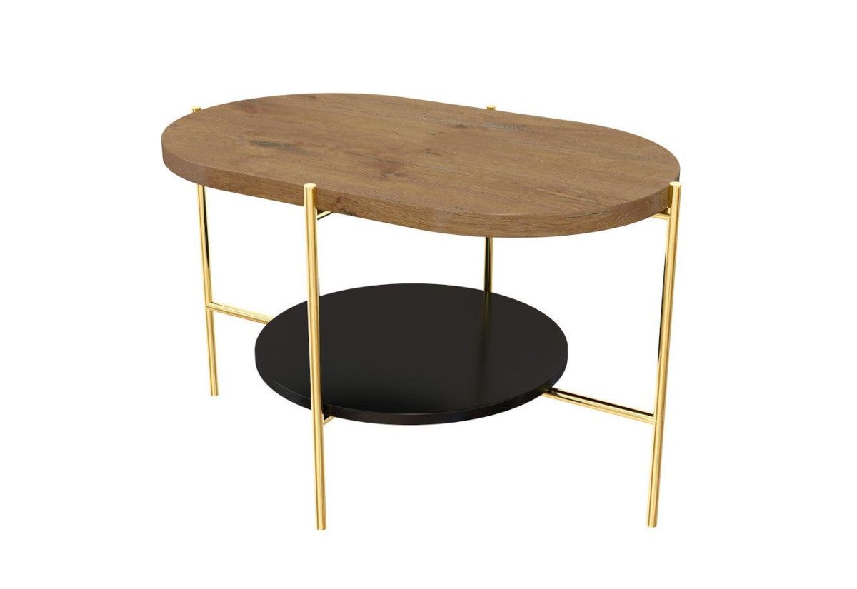 Konferenční stolek RING, 80x50x50, dub/zlatá - Expedo s.r.o.