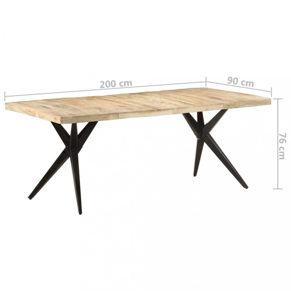 Jídelní stůl masivní dřevo / ocel Dekorhome 200x90x76 cm - DEKORHOME.CZ