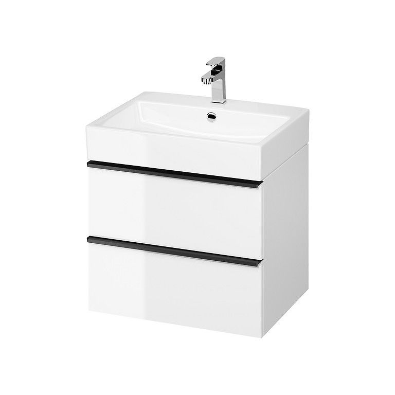 CERSANIT - Umyvadlová skříňka VIRGO 60 bílá s černými úchyty S522-018 - Hezká koupelna s.r.o.