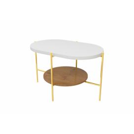 Konferenční stolek RING, 80x50x50, bílá/zlatá