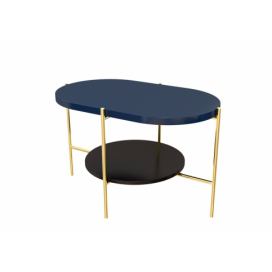 Konferenční stolek RING, 80x50x50, modrá/zlatá