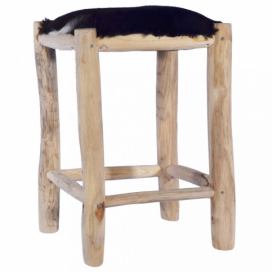 Barová židle pravá kůže / dřevo Dekorhome