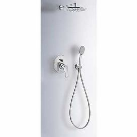 TRES - Podomítkový jednopákový sprchový set ALPLUSs uzávěrem a regulací průtoku. Včetně podomítkového tělesa Pevná sprcha 20318002