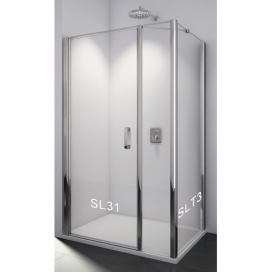 SanSwiss SL13 0800 50 07 Sprchové dveře jednokřídlé s pevnou stěnou 80 cm, aluchrom/sklo