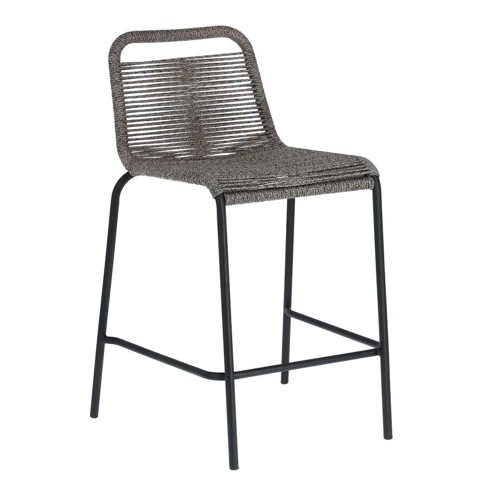 Černá barová židle s ocelovou konstrukcí Kave Home Glenville, výška 62 cm - Bonami.cz