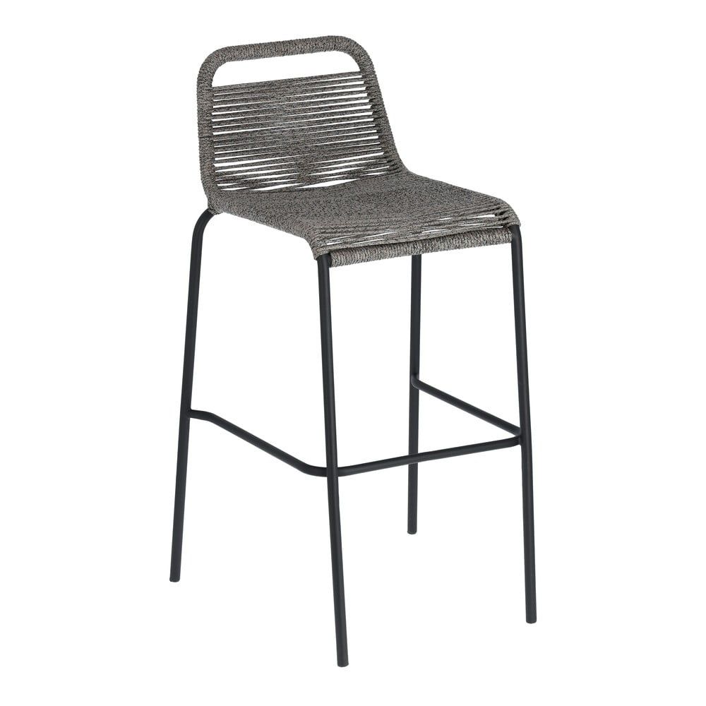 Šedá barová židle s ocelovou konstrukcí Kave Home Glenville, výška 74 cm - Bonami.cz