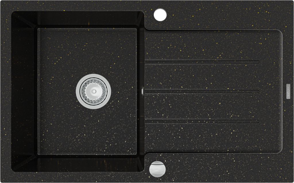 MEXEN - Bruno granitový dřez 1 s odkapávačem 900x500 mm, černá / zlatá metal 6513791010-75 - Hezká koupelna s.r.o.