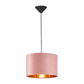 Růžové závěsné svítidlo s textilním stínidlem Aura – Fischer & Honsel