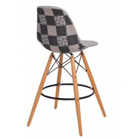  Barová židle P016V pattern šedá patchwork