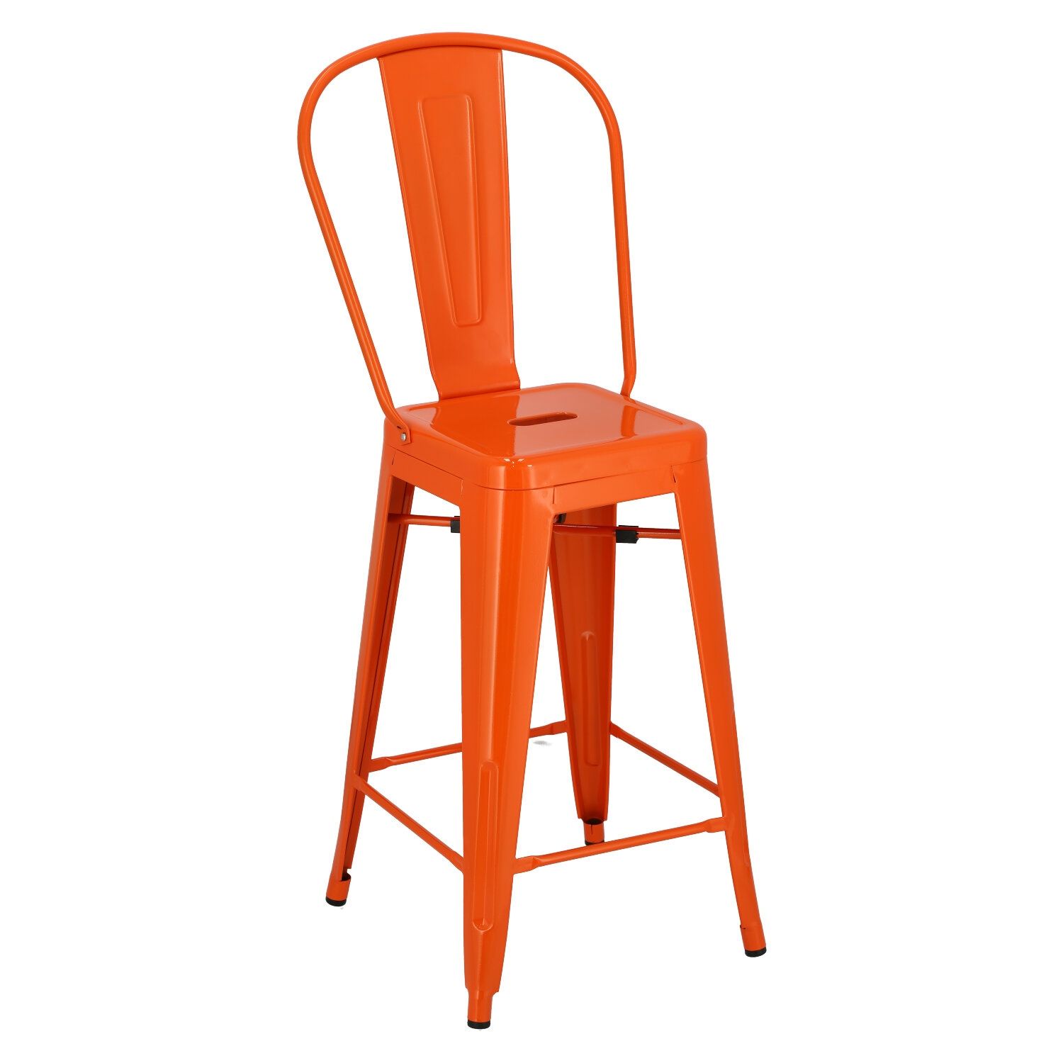  Barová stolička Paris Back oranžový inspirovaný Tolix - Mobler.cz