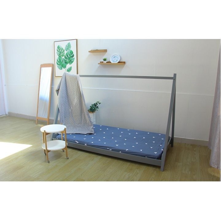  Montessori postel, borovicové dřevo, šedá, GROSI - Mobler.cz