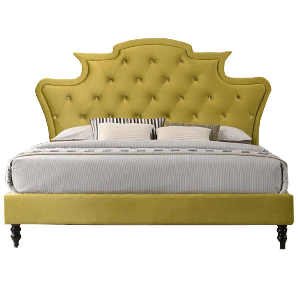  Luxusní postel, zlatá Velvet látka, 180x200, REINA - Mobler.cz