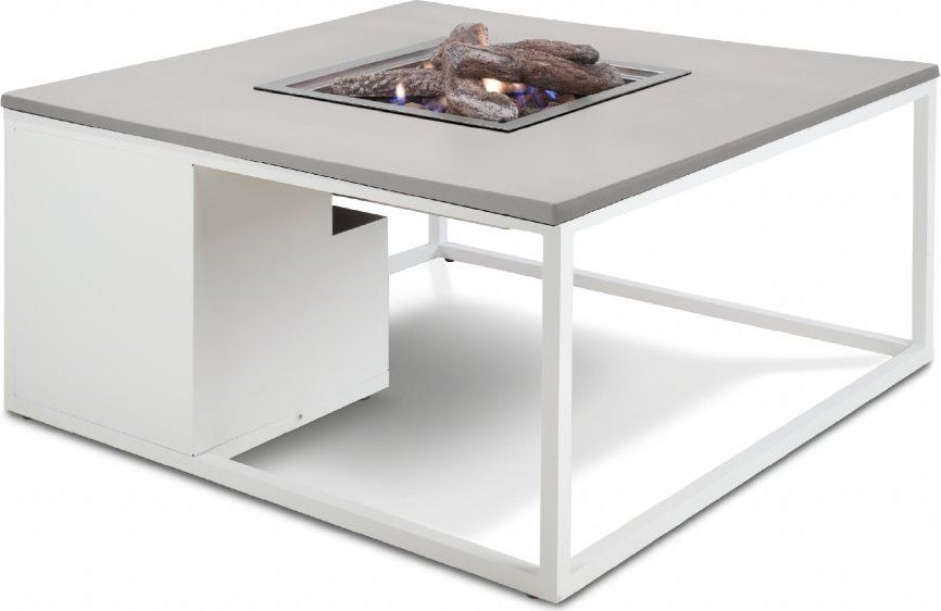 Stůl s plynovým ohništěm COSI- typ Cosiloft 100 bílý rám / šedá deska Mdum - M DUM.cz