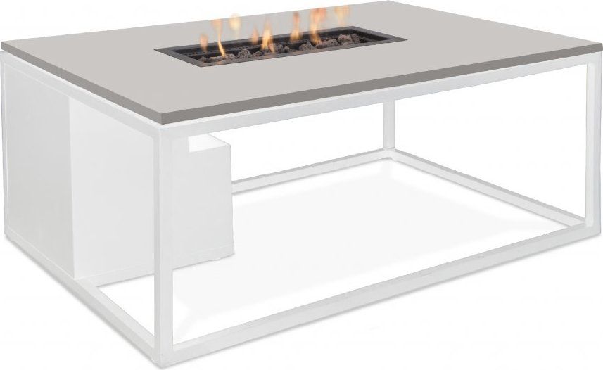 Stůl s plynovým ohništěm COSI- typ Cosiloft 120 bílý rám / deska šedá Mdum - M DUM.cz