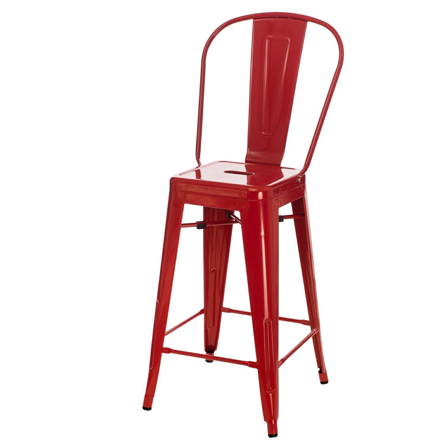  Barová židle PARIS BACK červená inspirovaná Tolix - Mobler.cz