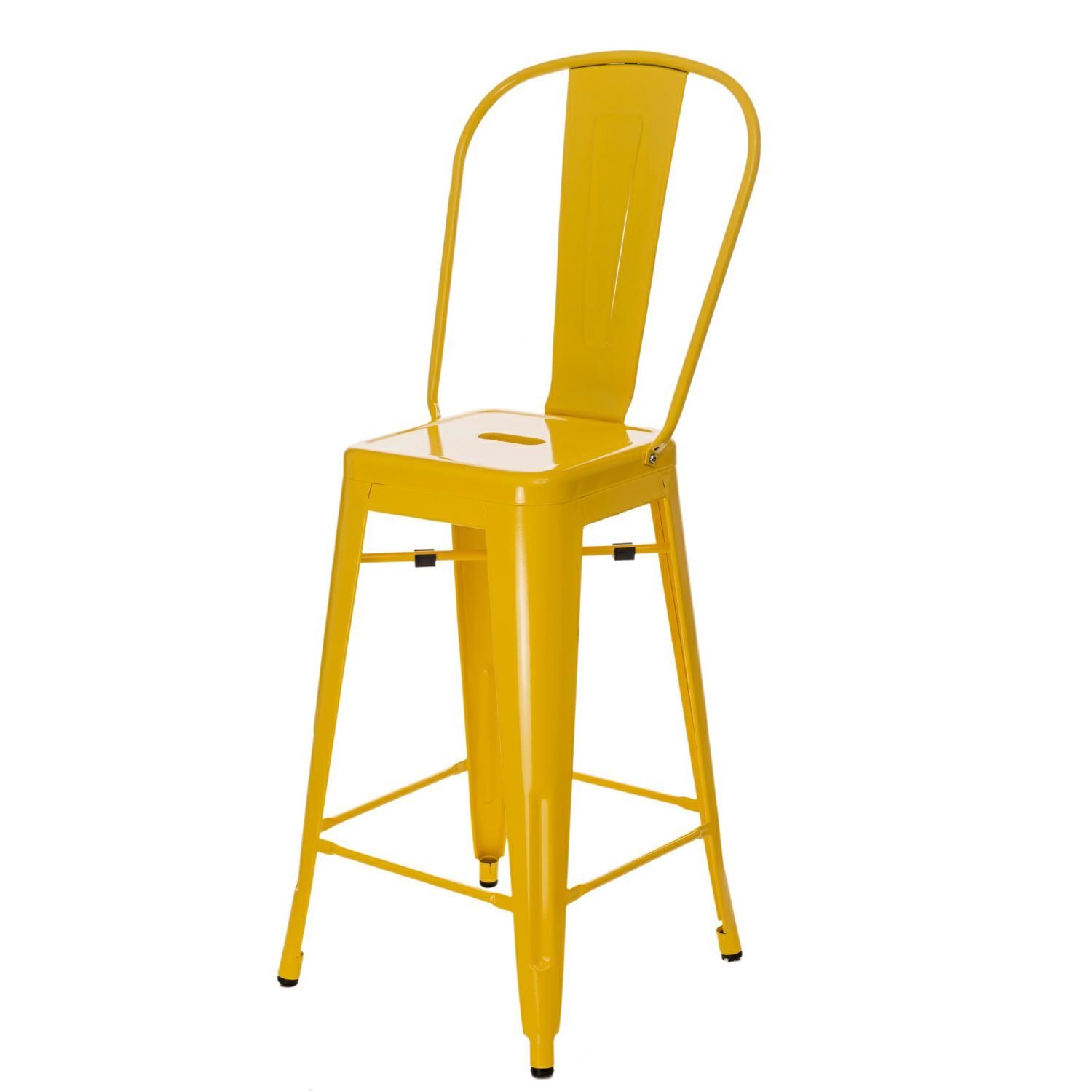  Barová židle PARIS BACK žlutá inspirovaná Tolix - Mobler.cz