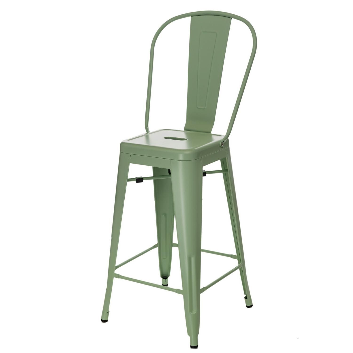  Barová židle PARIS BACK zelená inspirovaná Tolix - Mobler.cz