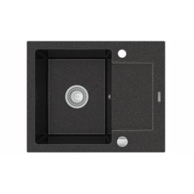MEXEN - Enzo granitový dřez 1-mísa dřez s vypouštěním krátký Board 576x465 mm, černá / kovové zlato 6506571005-75