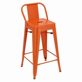 Barová židle Paris Back short 66cm oranžová insp.Tolix