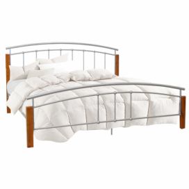 Tempo Kondela Manželská postel, dřevo olše/stříbrný kov, 140x200, MIRELA