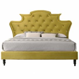  Luxusní postel, zlatá Velvet látka, 180x200, REINA
