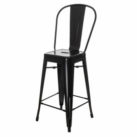 Barová židle PARIS BACK černá inspirovaná Tolix