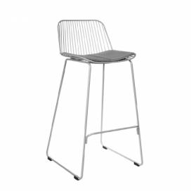  Židle barová DILL LOW šedá s šedým polštářem