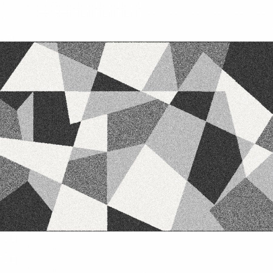 Tempo Kondela Koberec SANAR 133x190 cm - černá/šedá/bílá, geometrický vzor - ATAN Nábytek