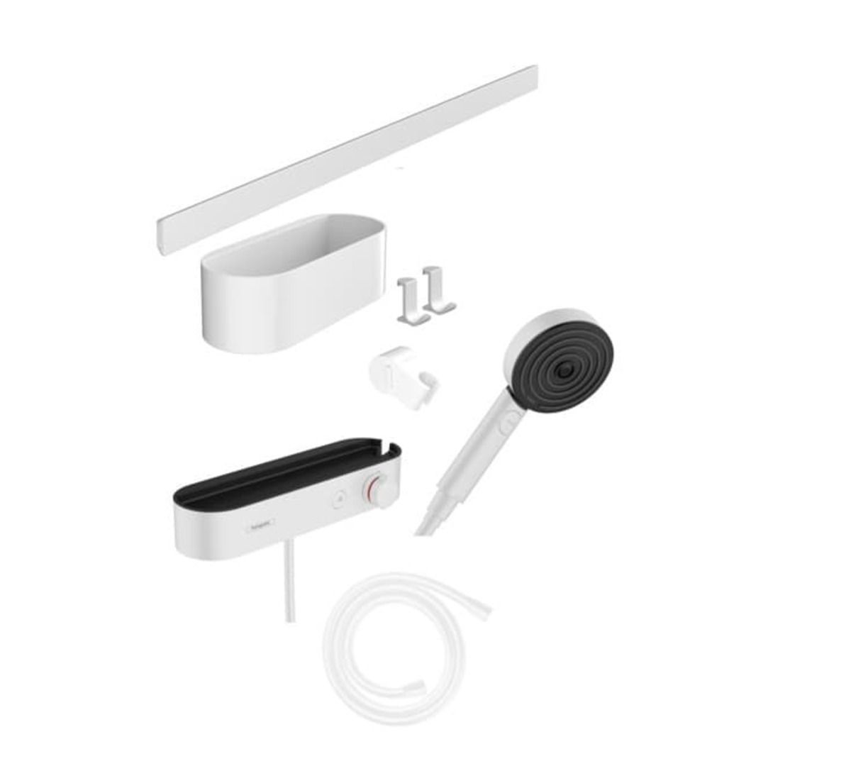 Sprchový systém Hansgrohe WallStoris na stěnu s termostatickou baterií matná bílá 24250700 - Siko - koupelny - kuchyně