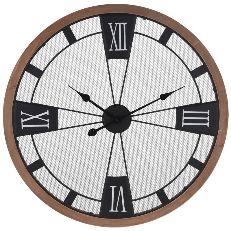 Home Styling Collection Průmyslové hodiny v dřevěném rámu, O 70 cm - EDAXO.CZ s.r.o.