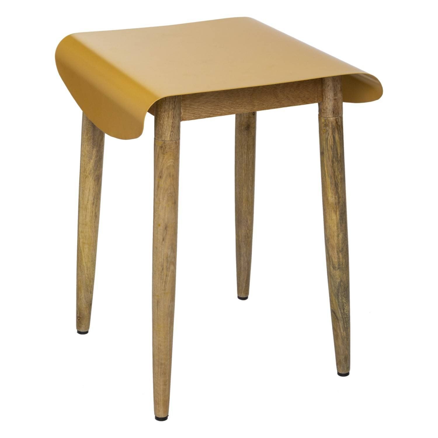 Atmosphera Dřevěná stolička s kovovým sedákem, vyrobená z mangového dřeva, hořčicová barva - EMAKO.CZ s.r.o.