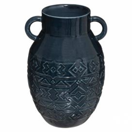 Atmosphera Dekorativní keramická váza, tmavě modrá