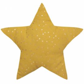 Atmosphera for kids Dekorační polštář ve tvaru hvězdy, žlutý, bavlna, 28 x 45 cm