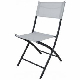 ProGarden Skládací zahradní židle, kovový rám, šedá