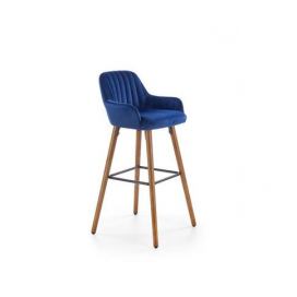  H93 barová židle nohy - ořech, čalounění - tmavě modré