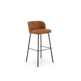 H92 barová židle kostra - černá, čalounění - světle hnědé