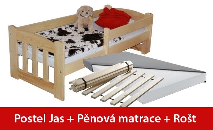 Maxi-drew Maxi-drew Postel  JAS 70 x 160 cm + pěnová matrace + rošt - maxi-postele.cz