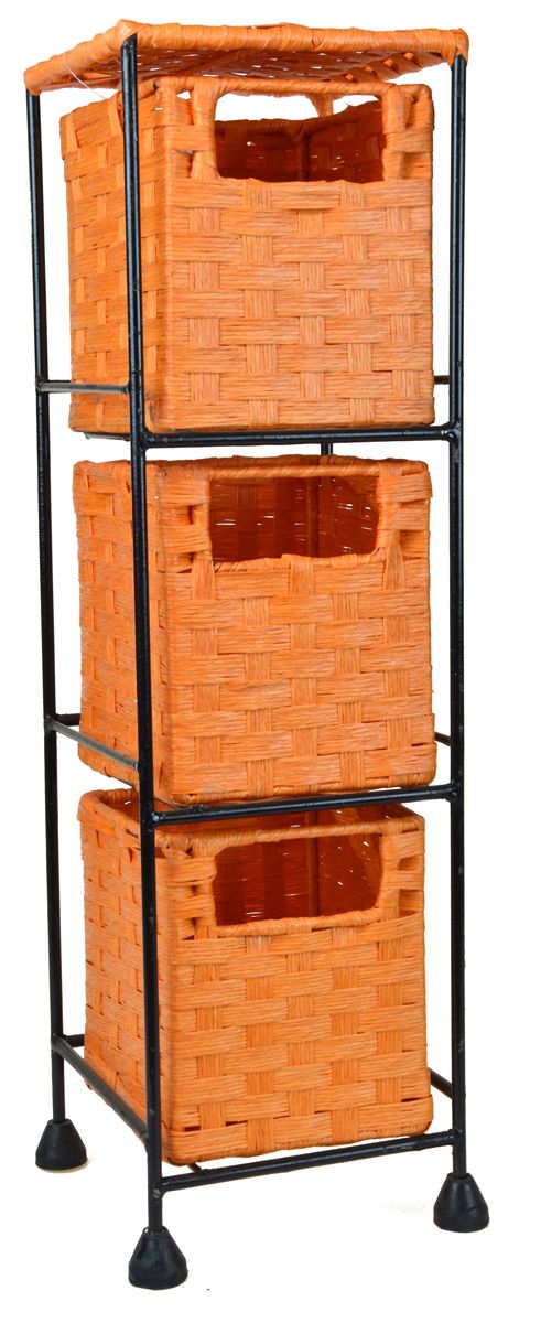 Vingo Drátěná police s vloženými oranžovými boxíky, 53 cm - Vingo