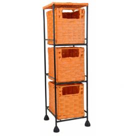 Vingo Drátěná police s vloženými oranžovými boxíky, výška 51 cm