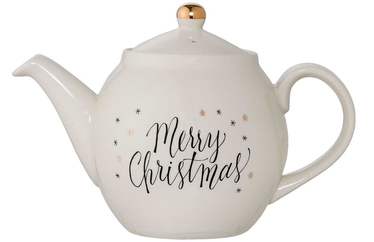 Světle šedá keramická vánoční konvice na čaj Bloomingville Noel 1,2 l - Designovynabytek.cz