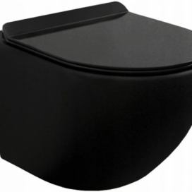 MEXEN - Lena Závěsná WC mísa včetně sedátka s slow-slim, z duroplastu, černá matná 30220185