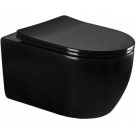 MEXEN - Carmen Závěsná WC mísa včetně sedátka s slow-slim, z duroplastu, černá matná 30881085