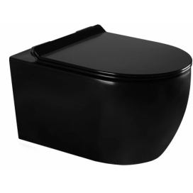 MEXEN - Carmen Závěsná WC mísa včetně sedátka s slow-slim, z duroplastu, černá matná 30880185