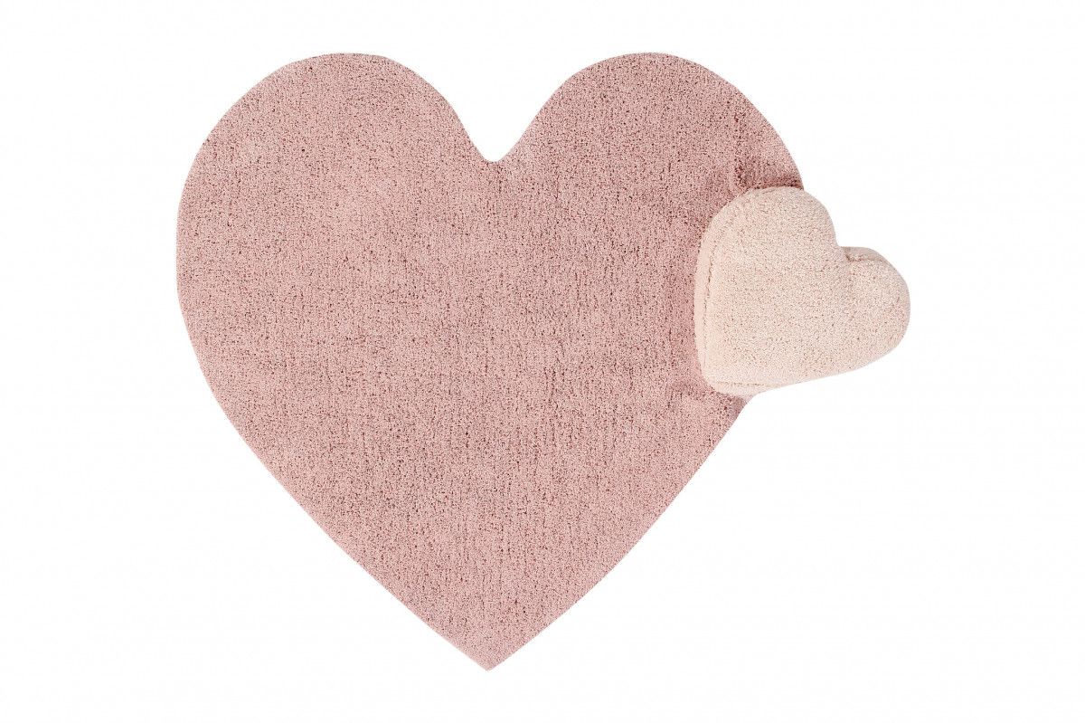 Lorena Canals Lorena Canals Bio koberec kusový, ručně tkaný Puffy Love růžová 160x180 srdce - ATAN Nábytek