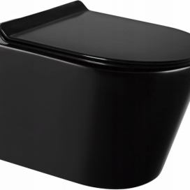 MEXEN - Rico Závěsná WC mísa Rimless včetně sedátka s slow-slim, Duroplast, černá mat 30720185