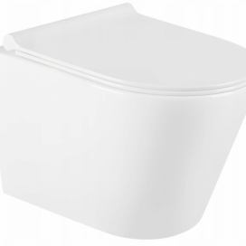 MEXEN - Rico Závěsná WC mísa Rimless včetně sedátka s slow-slim, Duroplast, bílá - 30720500 30720500