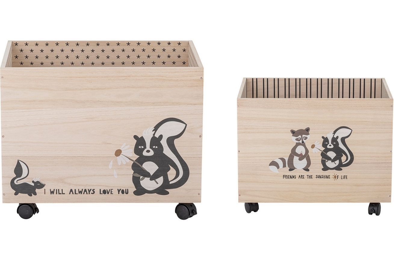 Set dvou dřevěných úložných boxů na hračky Bloomingville Nonni 40/50 x 30/35 cm - Designovynabytek.cz