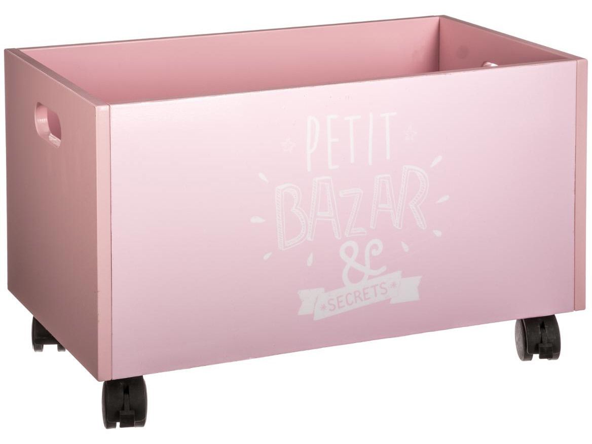 Atmosphera for kids Úložný box na hračky PETIT BAZAR, 48 x 30 x 28 cm, na kolečkách, růžový - EMAKO.CZ s.r.o.